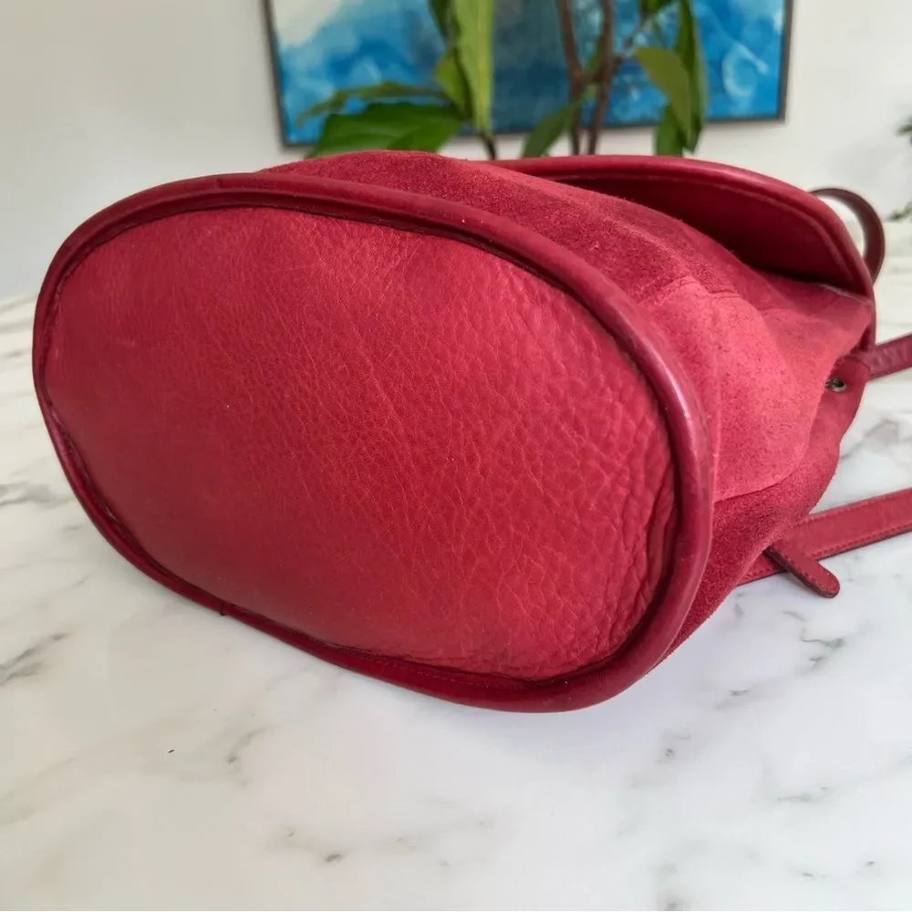 Coach Vintage Berkeley Convertible Backpack 9016 Red Leather and Suede Ruff Out